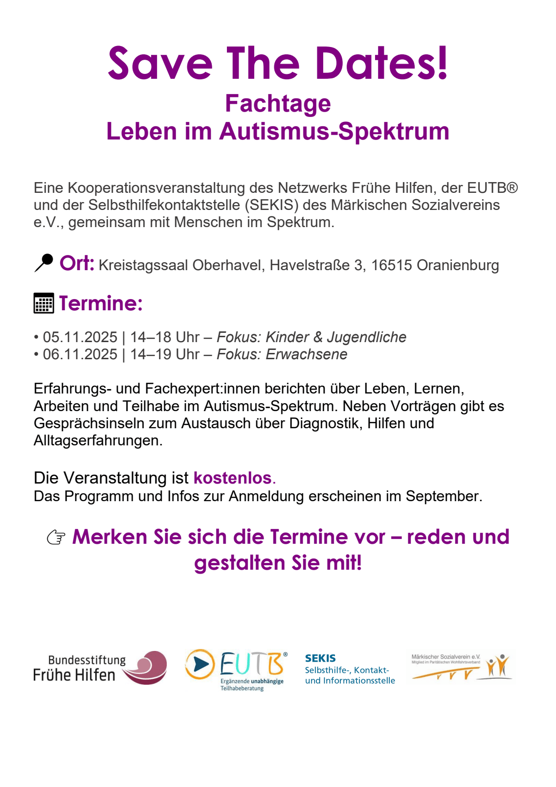 Fachtage Leben im Autismus-Spektrum