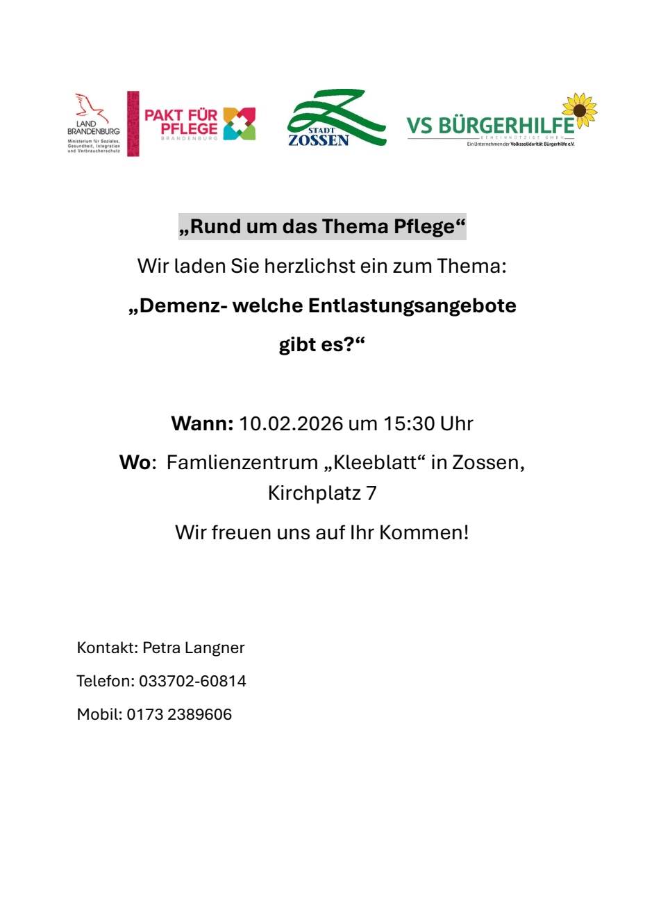 Demenz - welche Entlastungsangebote gibt es