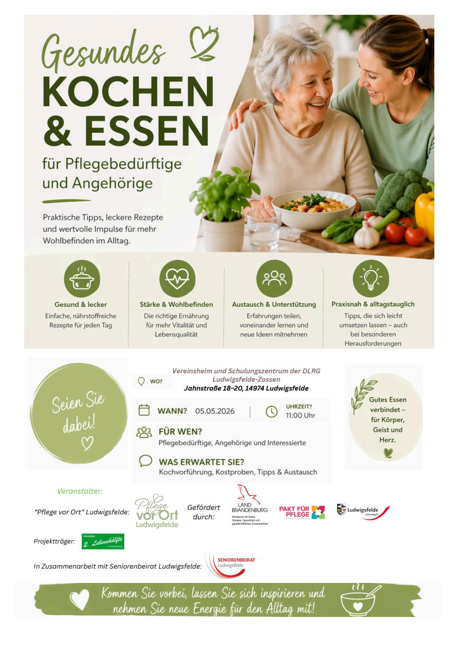 Gesundes Kochen und Essen für Pflegebedürftige und Angehörige
