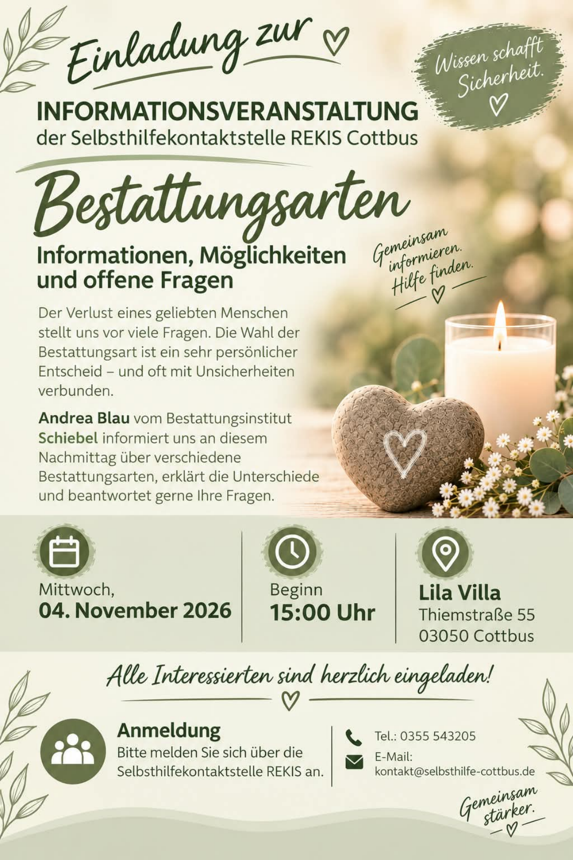 "Welche Bestattungsarten gibt es?" - Informationsveranstaltung